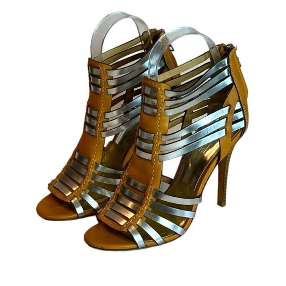 Coach Women's Leather Brown Silver Lucy Gladiator Heels Strappy Size 5.5 NWOB - Picture 7 of 7